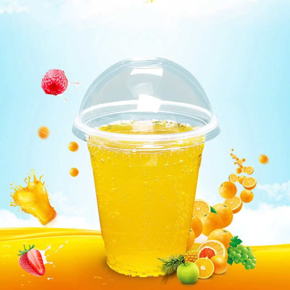 100 Stuks 360Ml Wegwerp Clear Cups Met Een Gat Dome Deksels Voor Thee Fruit Thee Met Covers