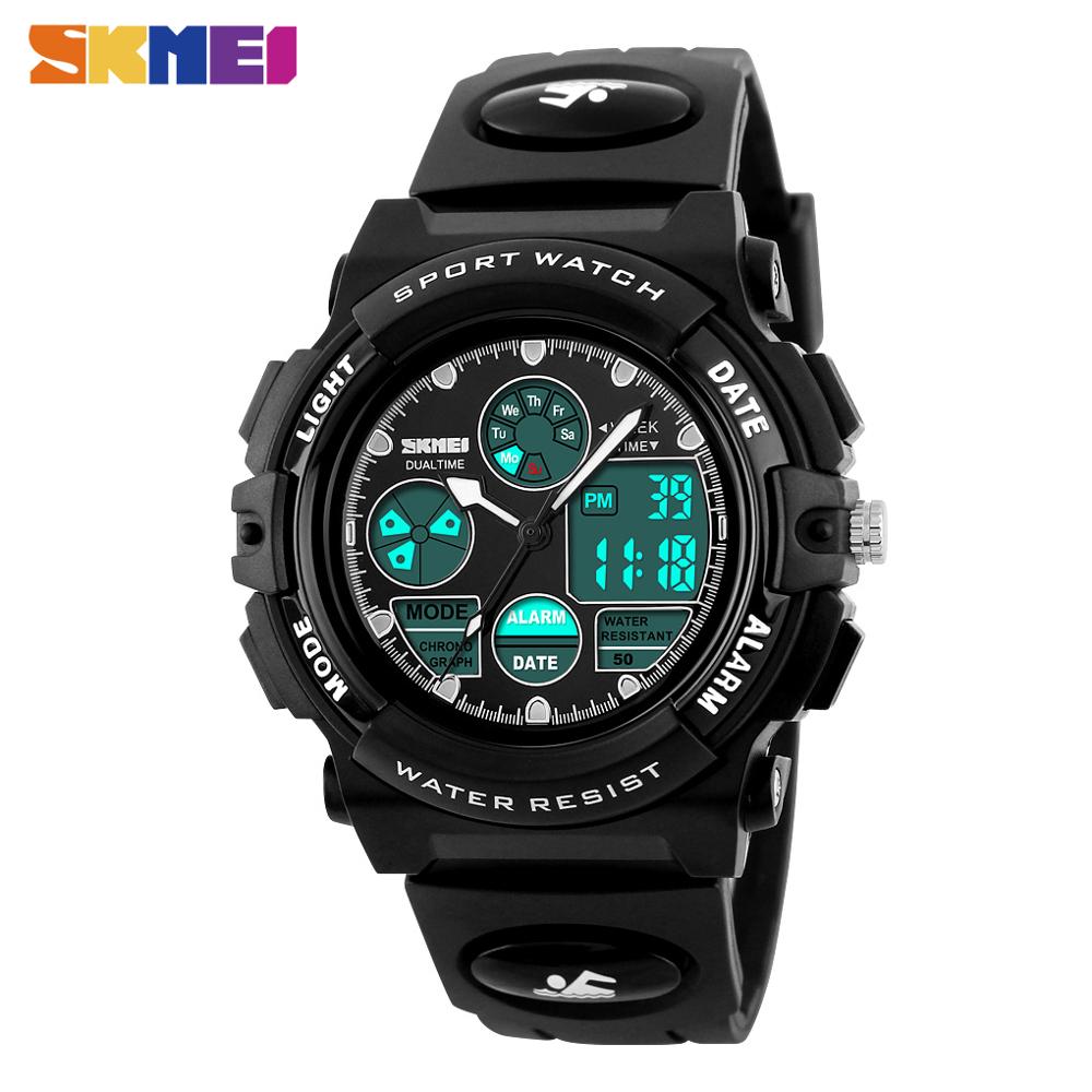 SKMEI 5Bar Waterproof Chronograph Luminous Children Digital Wrist Watch Kids Sport Watches Boys Girls Electronic Quartz Clock: black