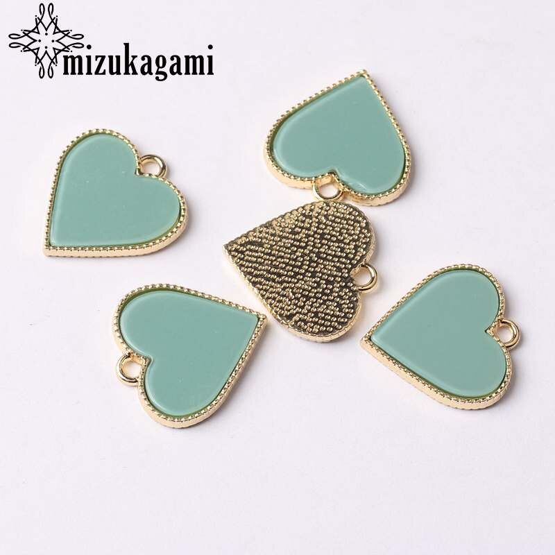 Zinc Alloy Golden Resin Candy Sweet Heart Cute Charms 20mm 6pcs/lot For DIY Necklace Jewelry Making Finding Accessories: blue