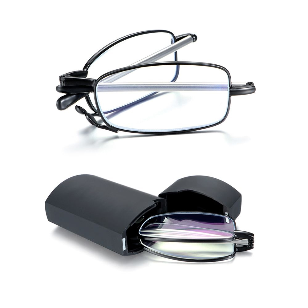 1PC Folding Reading Glasses Women With Case Portable Metal Telescopic Rotation High-definition Men Presbyopia Eyeglasses+1.0~4.0