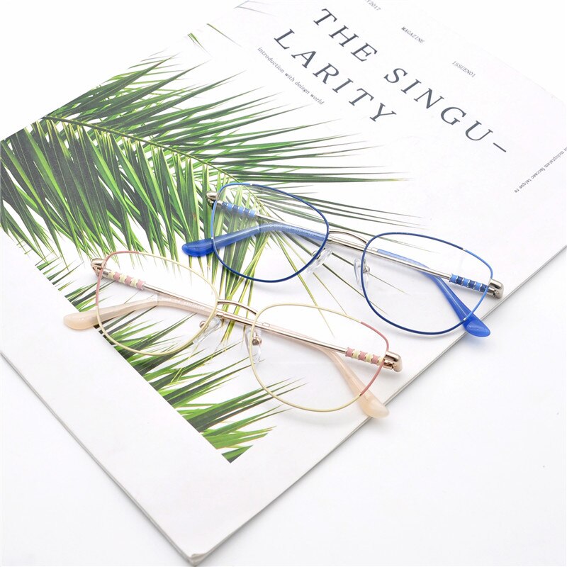 LUCIDIE Female Clear Lens Glasses Frame Women Metal Cat Eye Eyeglasses Oversized Frame Myopia Eyeglasses