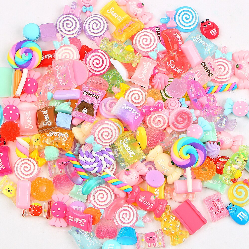 10 Stck DIY Kristall Schleim Liefert Zubehör Telefon fallen Dekoration für Schleim Füllstoff Miniatur Harz Kuchen Blumen Süssigkeit Schokolade
