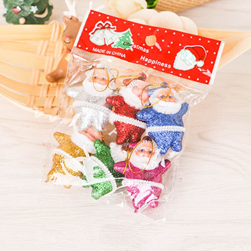 6xChristmas Ornaments Santa Claus Snowman Tree Toy Doll Hang Decor Kit Use