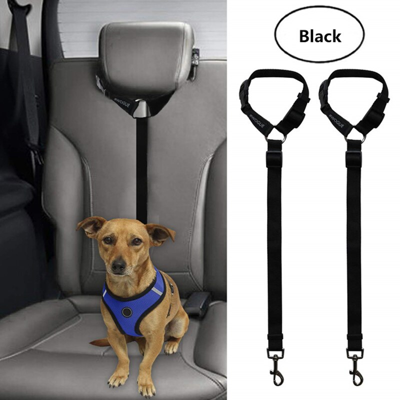 Verstelbare Hond Auto Veiligheidsgordel Reflecterende Huisdier Veiligheid Seat Belt Clip Buckle Tether Duurzaam Reizen Riem Lood Thuis Huisdier Product Gadget: black