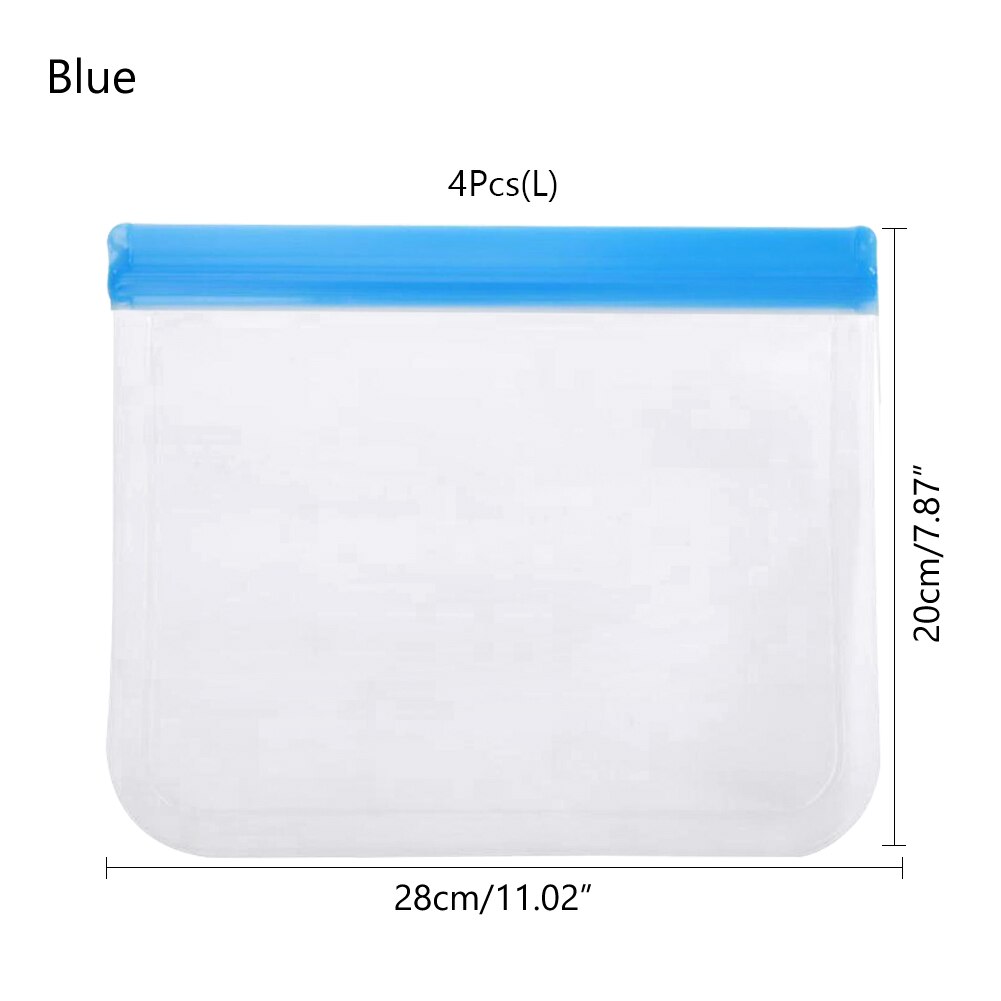 4Pcs Sandwich Pouch Containers Reusable Food Storage Bag Silicone Leakproof Fresh Fruit Pouch Freezer Bags Cup Ziplock Shut