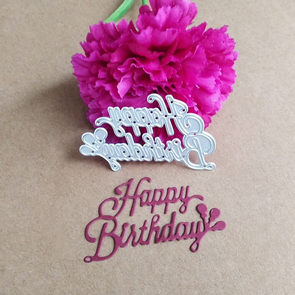 Tillykke med fødselsdagen kort engelsk ballon brev dekoration metalskæring dør diy scrapbog kort skabelon papir håndværk