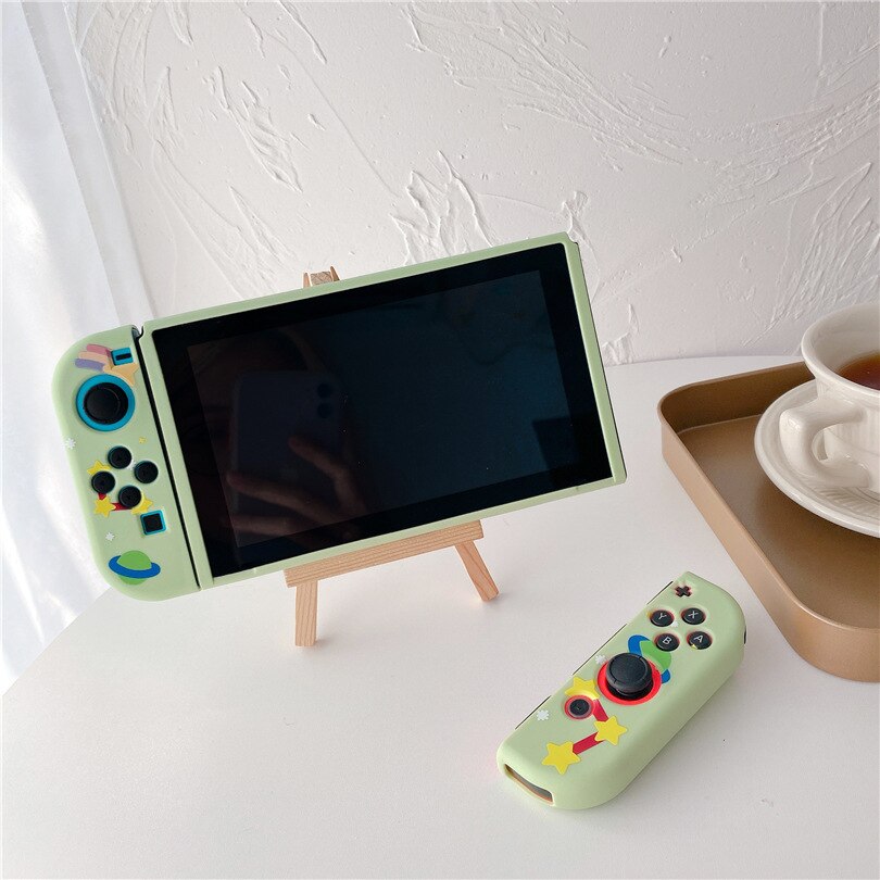 Arco Iris de unicornio piel TPU suave funda protectora para Nintendo Switch NS controlador de alegría-Con protección completa Carcasa Trasera cubierta