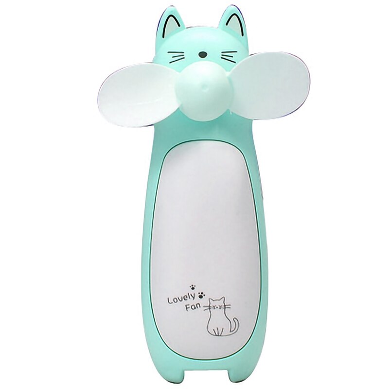 Kreative Outdoor Kleinen Ventilator Mini Cartoon Katze Fan Handheld Tragbare Lade Lüfter Led Nacht Licht Kleine Fan: Green