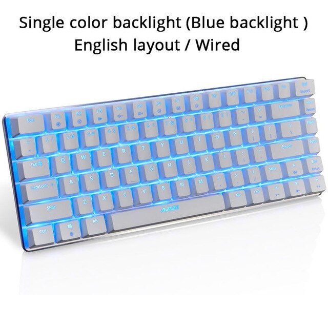 Ajazz Ak33 Mechanische Spel Toetsenbord Bedraad Russisch/Engels Layout Rgb Kleur Backlight 82 Key Conflict Gratis Computer Notebook Me: White blue backlight / zwarte schakelaar