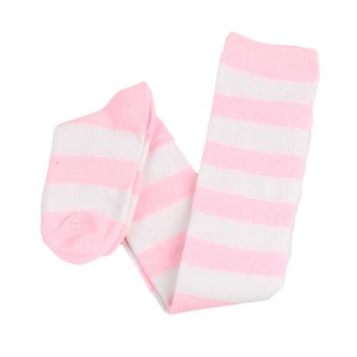 Long Stripe Printed Thigh High Striped Cotton Socks Women Christmas Color Striped Over The Knee Thigh High Stockings: 9Pink White