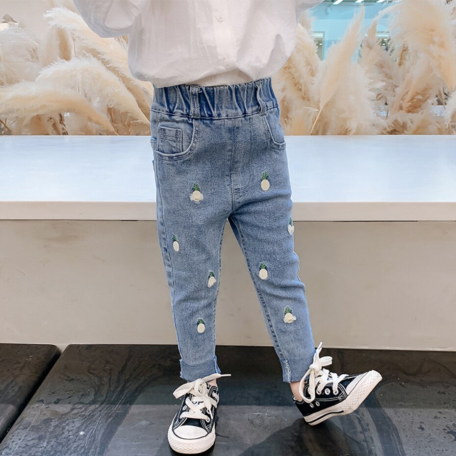 Jeans Meisje Borduurwerk Jeans Voor Meisjes Applicaties Kid Jeans Lente Herfst Kinderen Jeans Kleding