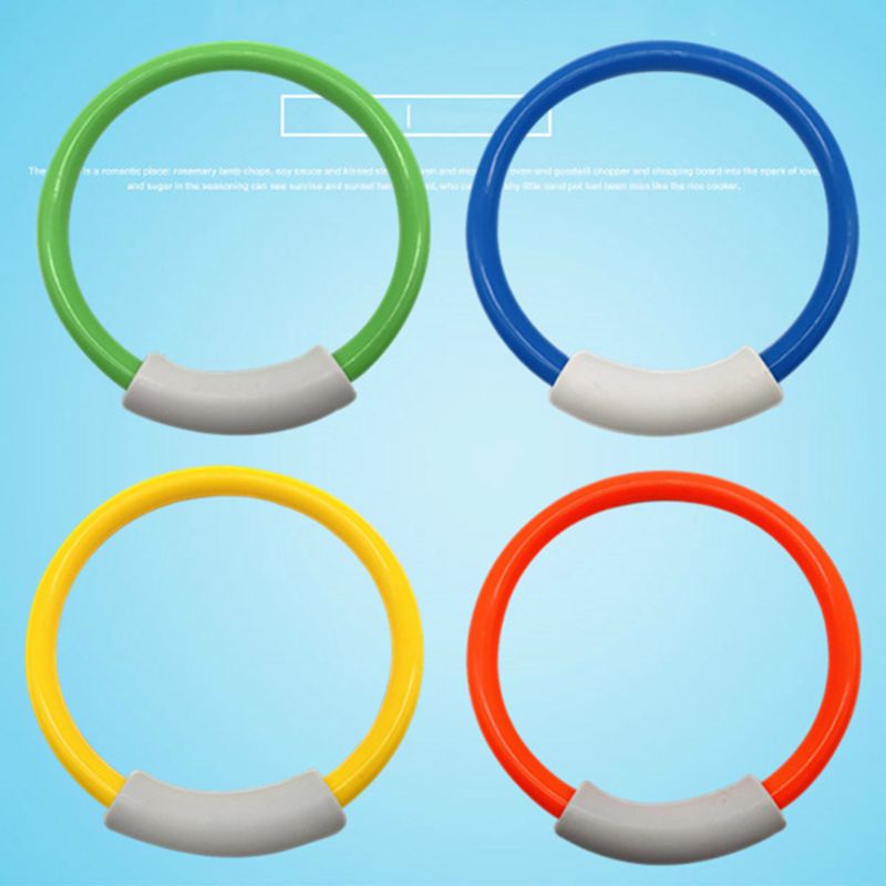 4 Pcs Diving Rings Swimming Pool Toy Colorful Sinking Underwater Fun Toys for Kids Dive Training and Retrieve Outdoor