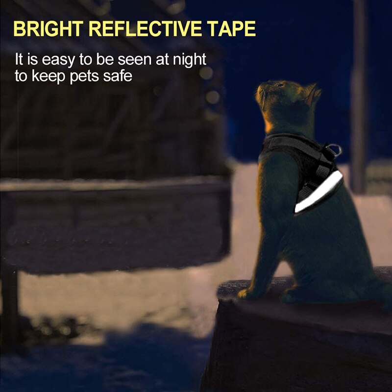 Kattenharnas kattenvest harnas en autogordel adapter verstelbaar reflecterend zacht mesh harnas voor kat puppy ontsnappingsveilig