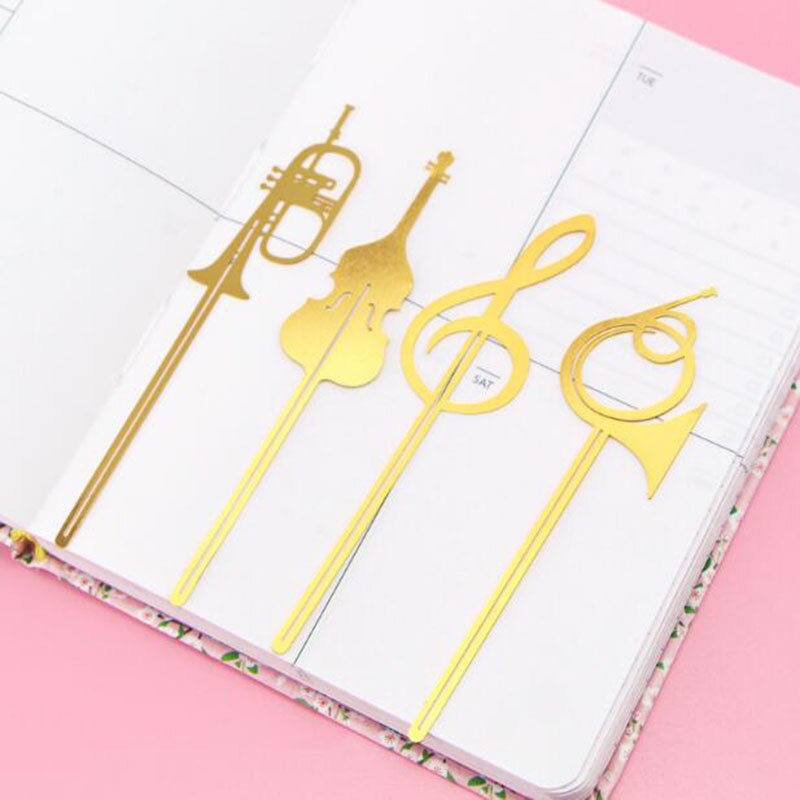 Instrumentos musicales occidentales de , marcapáginas de música creativos de Metal, marcapáginas para oficina, papelería de aprendizaje, de negocios