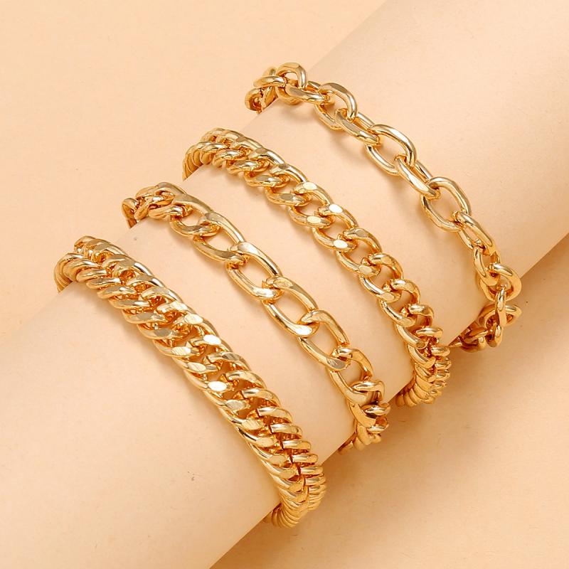 Heavy Metal Texture Punk Gold Bracelet Exaggerated Chain 4 Bracelet Simple Twisted Chain Bracelets Jewelry