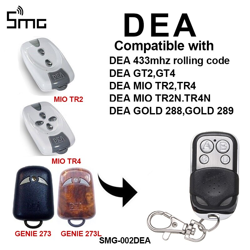 Mando a distancia para puerta de garaje, control remoto para puerta de garaje, DEA GT2 GT4, 433,92 mhz