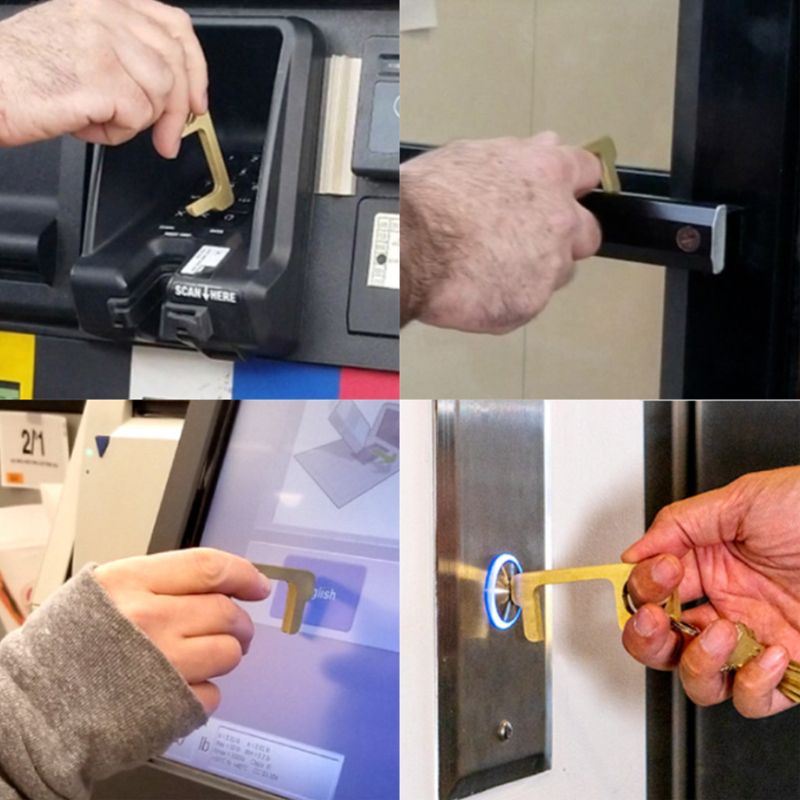 Mini bærbart hygiejneåbningshåndtag antimikrobielt håndtag i messing døråbner elevatornøgle multifunktionel sundhedsbeskyttelse