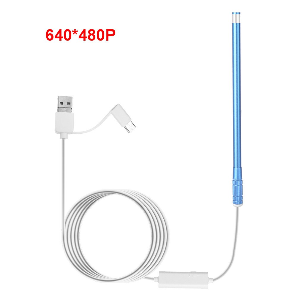 3 in 1 Endoscope Camera 5.5MM Type-c Android USB Mini Endoscope Borescope Inspection Camera For Windows & Macbook PC Android: 480P Blue