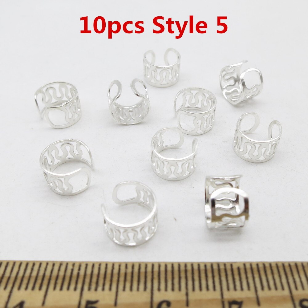 10 stk /20 stk justerbar viking hår Grue seg fletter dreadlock skjegg perler mansjetter klips til hår kvinner menn tilbehør: 10 stk stil 5