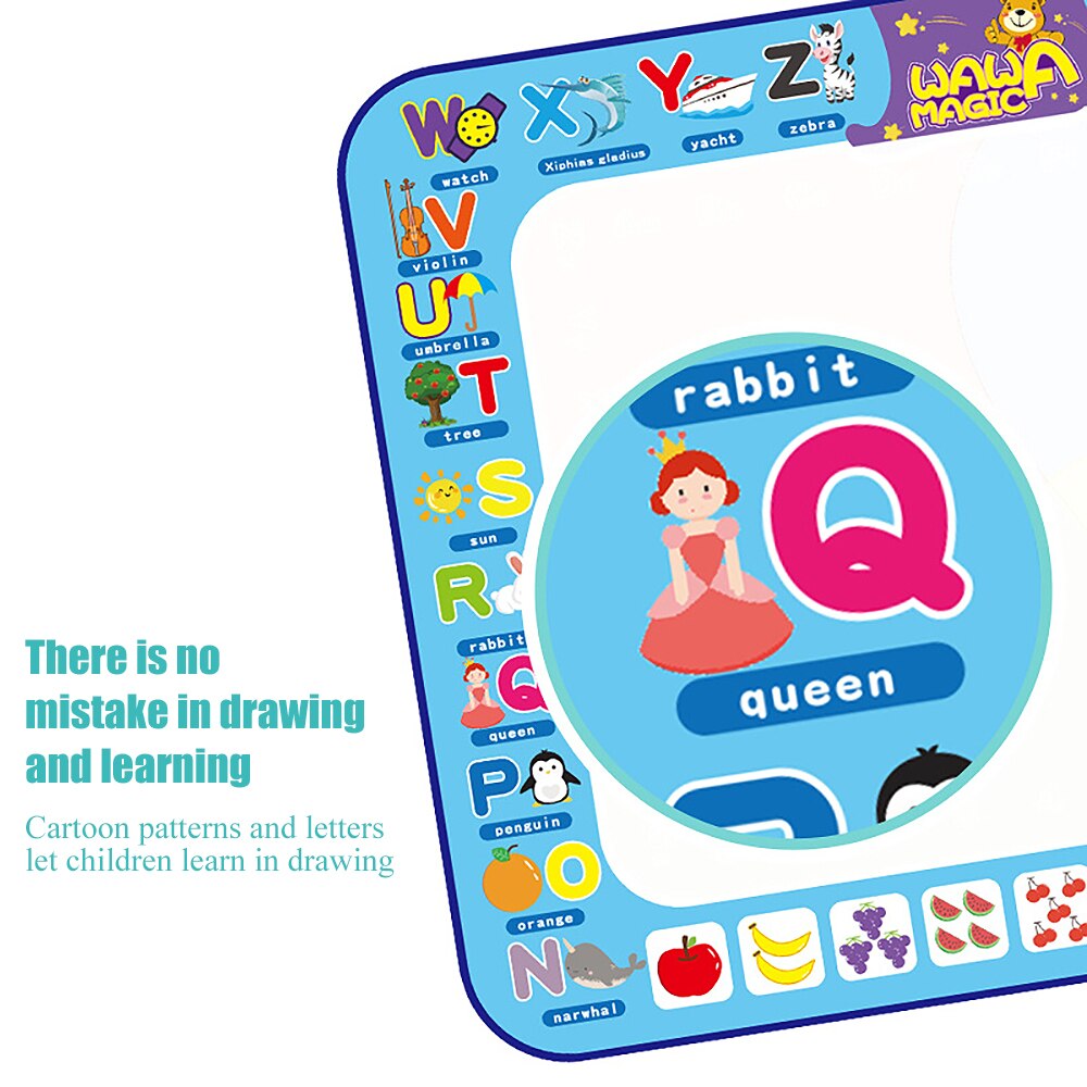 100*75cm Water Canvas Magic Graffiti Blanket Cartoon Child Education Drawing Carpet Coloring Book Doodle Mat Birthday