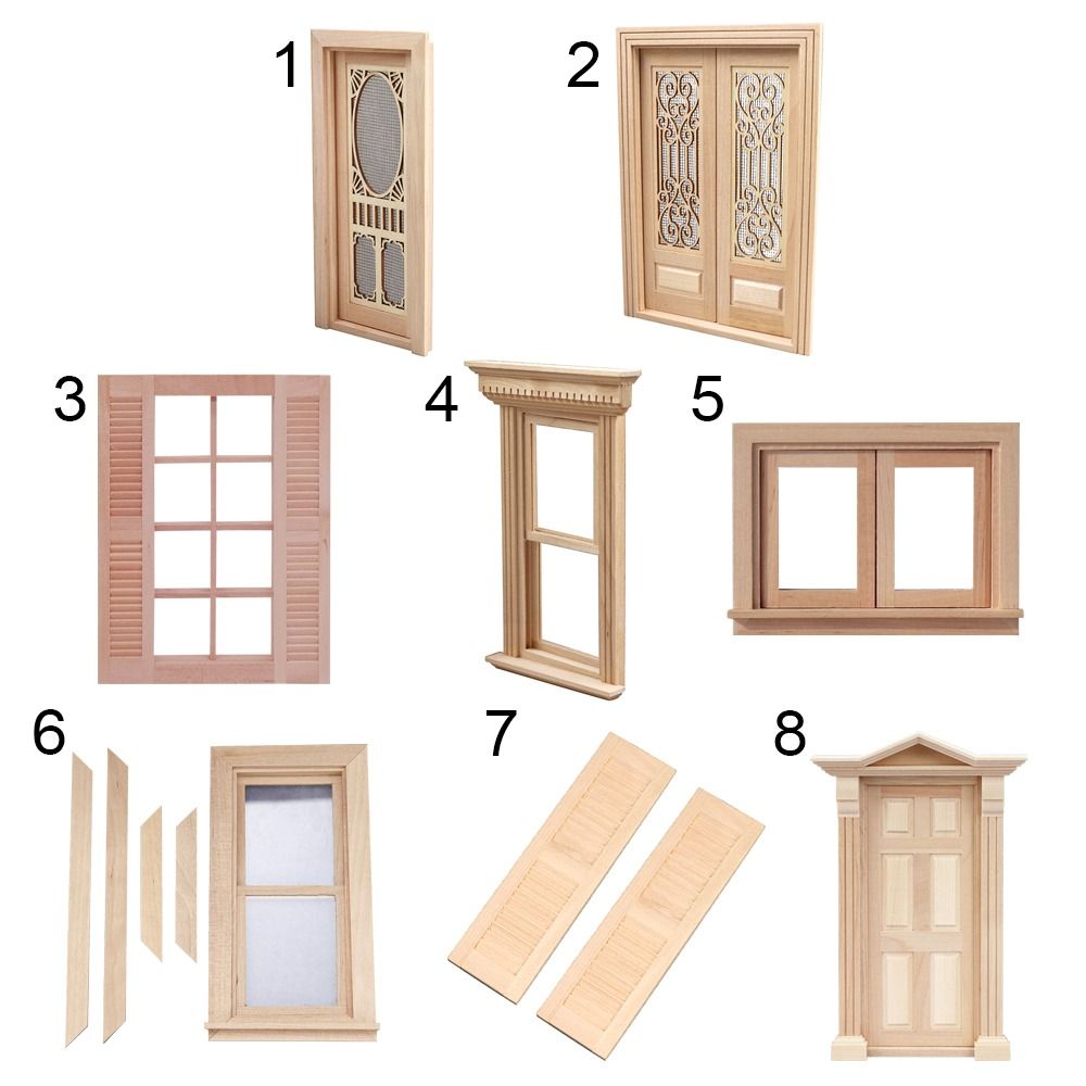 8 Stile Puppenhaus möbel Miniatur puppen zubehör Puppenhaus fenster Glasplatte Holzrahmen Puppen möbel
