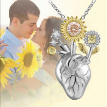 collier femme bijoux femme bijoux femme luxe Collier en forme de cœur pour femmes, joli pendentif en forme de tournesol, couleur, d&#39;anniversaire pour femme