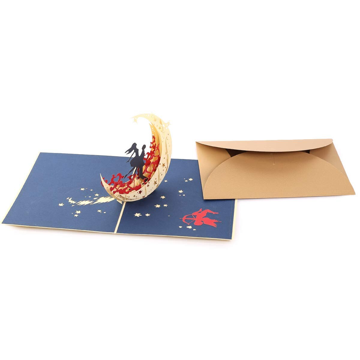 Handgemaakte 3d Pop Up Kaarten-Fairy Maan Handgemaakte Pop Up Wenskaart Voor Uw Dierbaren, bruiloft Verjaardag Kaart, Valentijnsdag