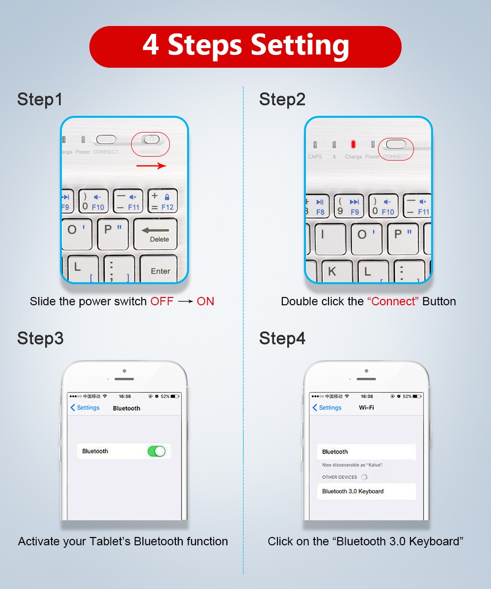 Wireless Keyboard Bluetooth Mini Keyboard Tablet Laptop Phone Keyboard Rechargeable Andriod IOS Windows Spainsh Russian Keyboard