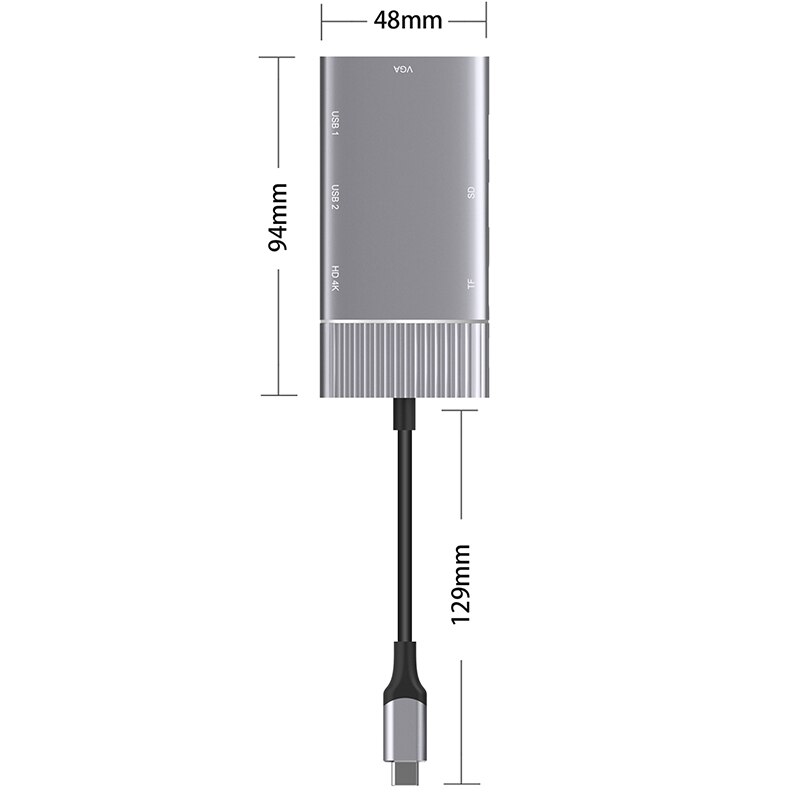 Usbc till hdmi 4k vga 2 usb 3.0 sd tf kortläsare hub 3.5mm o port pd laddningsdocka konverterare för galaxy  s8 s9