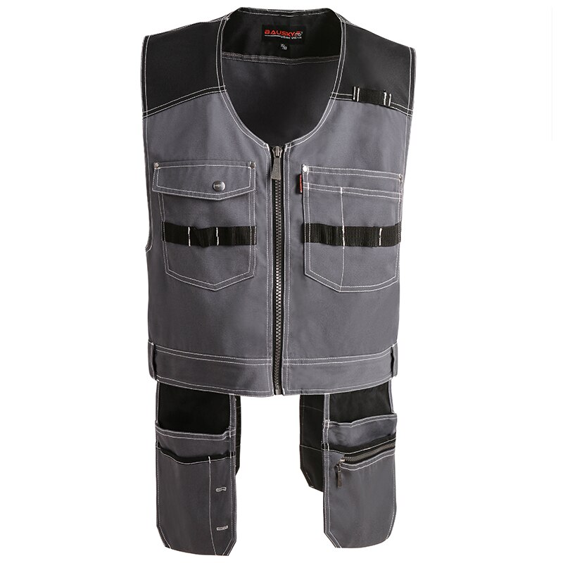 Bauskydd Werkzeug Multi Taschen T/C Köper Multifunktions Getriebe Herren draussen Mechaniker Sicherheit Arbeitskleidung Westen Multi-funktionale weste: grau Neu / M-170-92A
