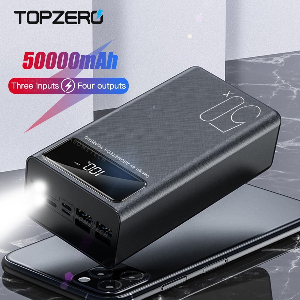 50000Mah Power Bank Dubbele Usb Snel Opladen Externe Batterij Powerbank Led Digitale Display Draagbare Oplader Voor Iphone 11Pro