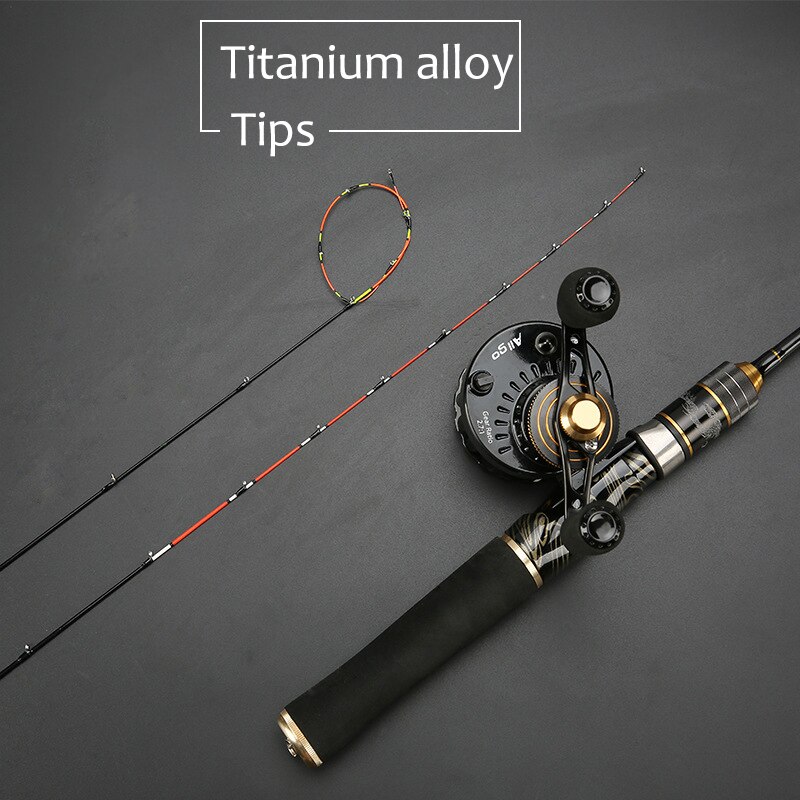Goture 2 Sections Raft Fishing Rod 90cm 100cm Winter Ice Fishing Rod Boat Fishing Rod with Titanium Alloy Tips for Big Fishes