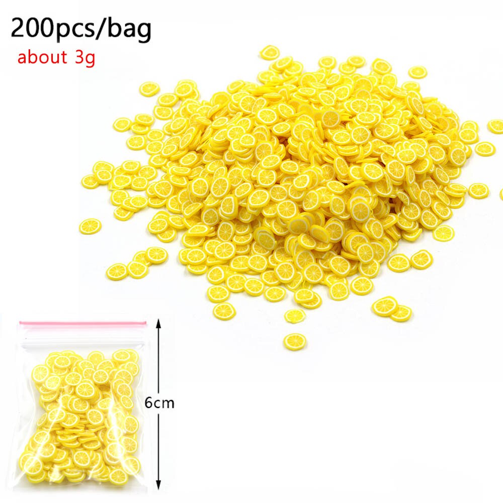 200Pcs Fruit Slices Addition For Slime Supplies Accessories All Topping For Slime Charms Beads Filler Slimes Decoration Kit Toys: D