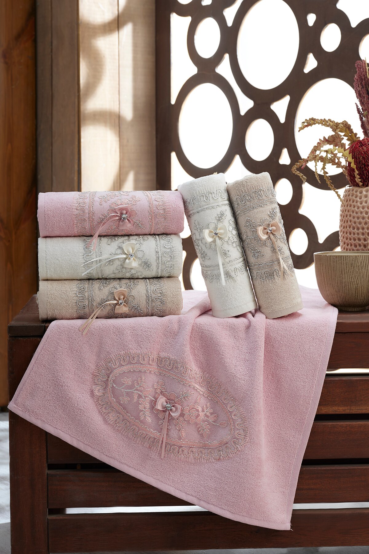 Ultrasoft lacé serviette 6 pièces 50x90% 100 coton super absorbant el serviette classique dentelle broderie visage serviette doux gant de toilette