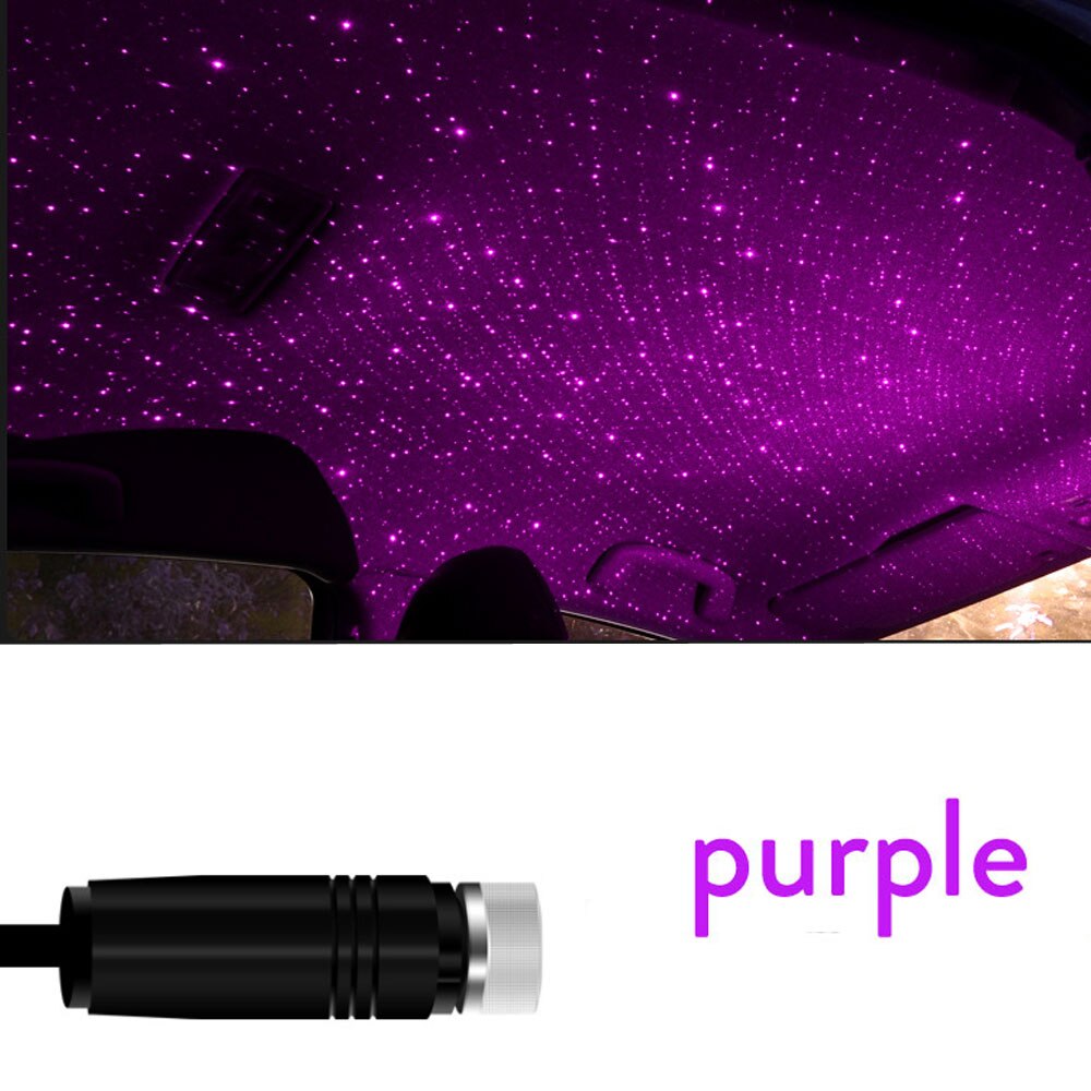 Mini LED COCHE techo estrella noche luz USB Lámpara decorativa proyector ambiente ajustable hogar techo Decoración Luz: Purple
