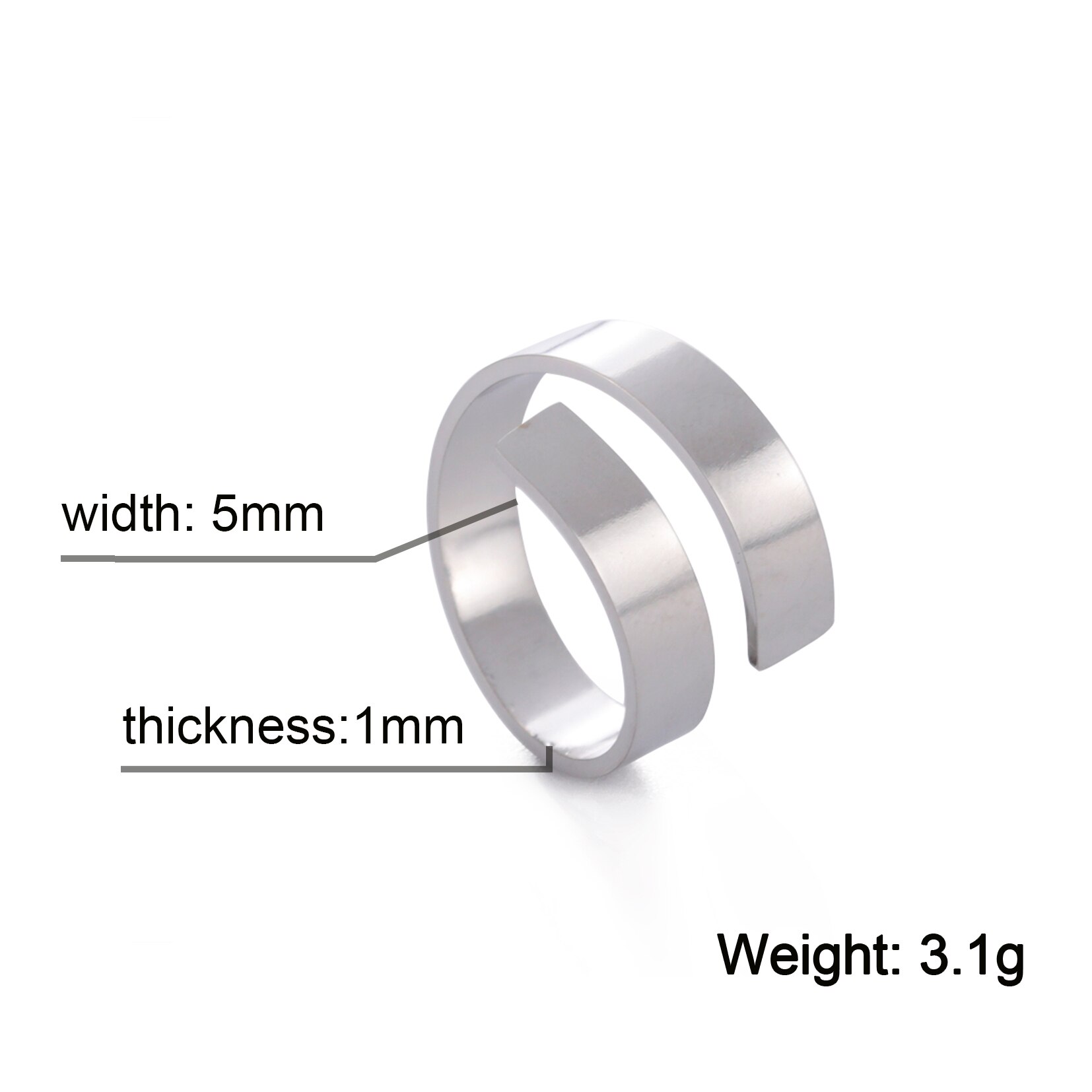 Unift regolabile in acciaio inossidabile aperto lucidato anello a spirale per le donne stile semplice gioielli di moda accessori minimalisti regali: Steel