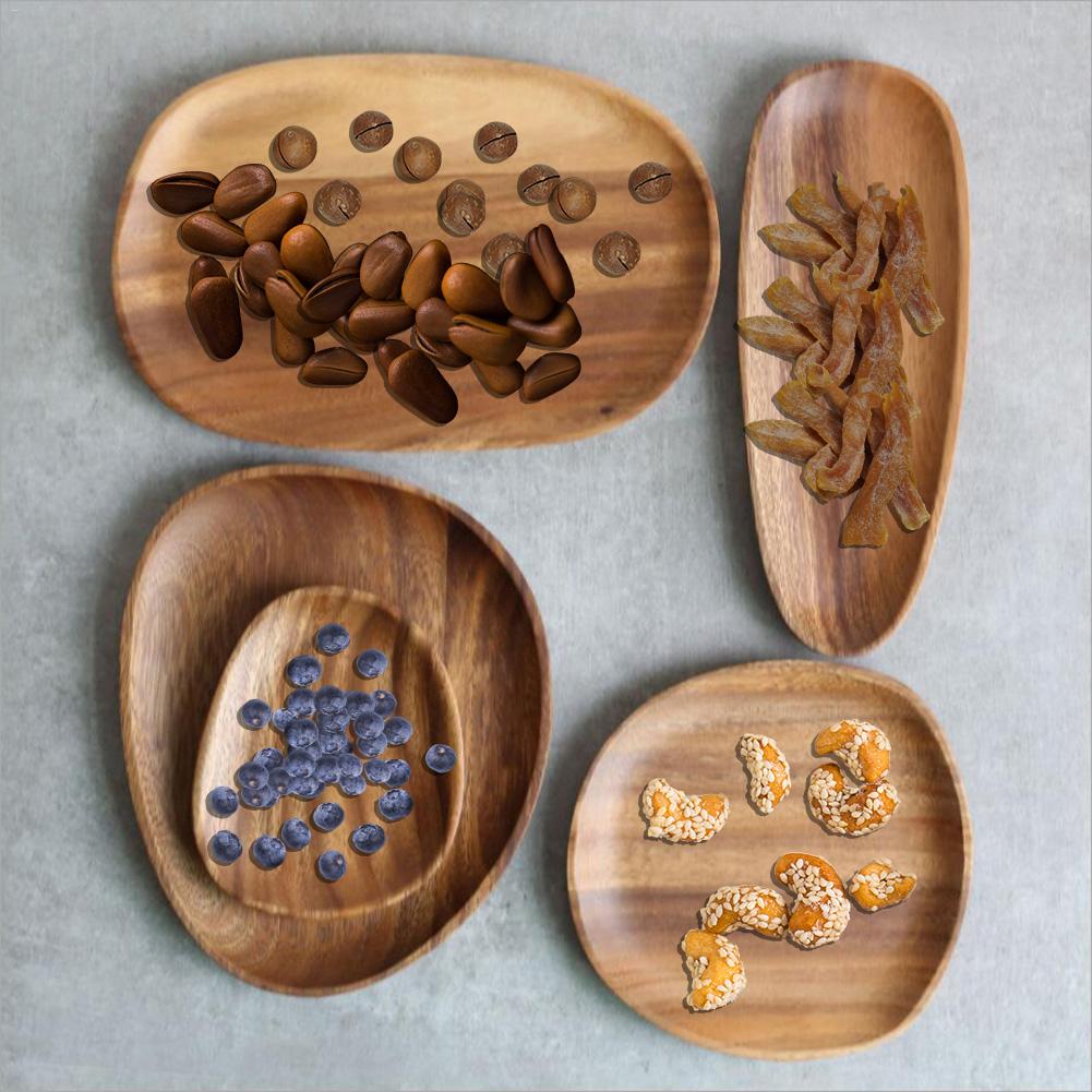wooden plate Round Dinner Plate Beef Steak Fruit Snacks Tray Tea Tray restaurant plates Wood Plates Food Storage Tray