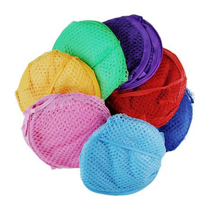 Foldable Mesh Up Washing Laundry Basket Bag Bin Hamper Storage (Ran Color)