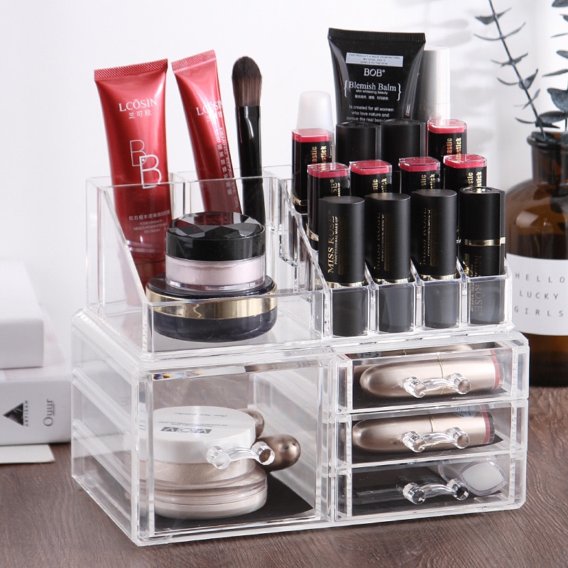 Duidelijke Make-Up Organizer Opbergdozen Acryl Make Up Organizer Voor Cosmetica Borstel Organizer home Storage Laden Box