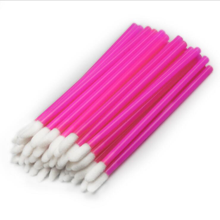 Pinceles para maquillaje descartables de 100 piezas, cepillo para pestañas, palo de algodón limpio, extensión de pestañas, limpieza, limpieza, hisopo, herramientas de belleza para maquillaje: Red-100pc