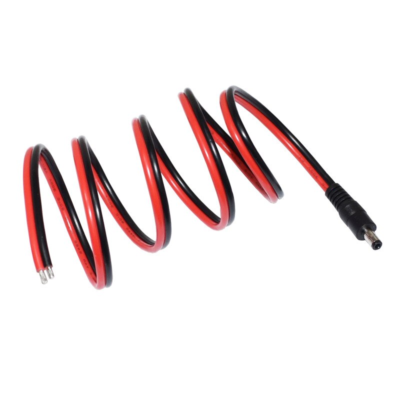 DC Power 12V 5.5mm x 2.1mm DC5521 Barrel Male Plug Connector Pigtail 14 AWG 3 ft.