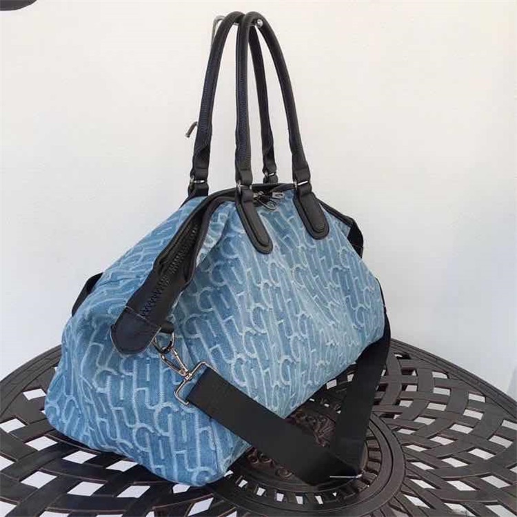 Travel Bag Denim Canvas Bag Large Capacity Double Head Zipper Long Distance Travel Bag Sports Fitness Bag Weekend Bag
