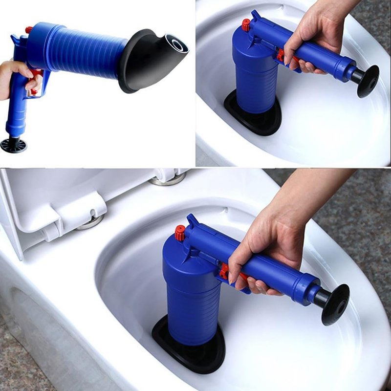 Air Power Drain Blaster Gun High Pressure Powerful Manual Sink Plunger Opener Cleaner Pump For Bath Toilets Bathroom Show