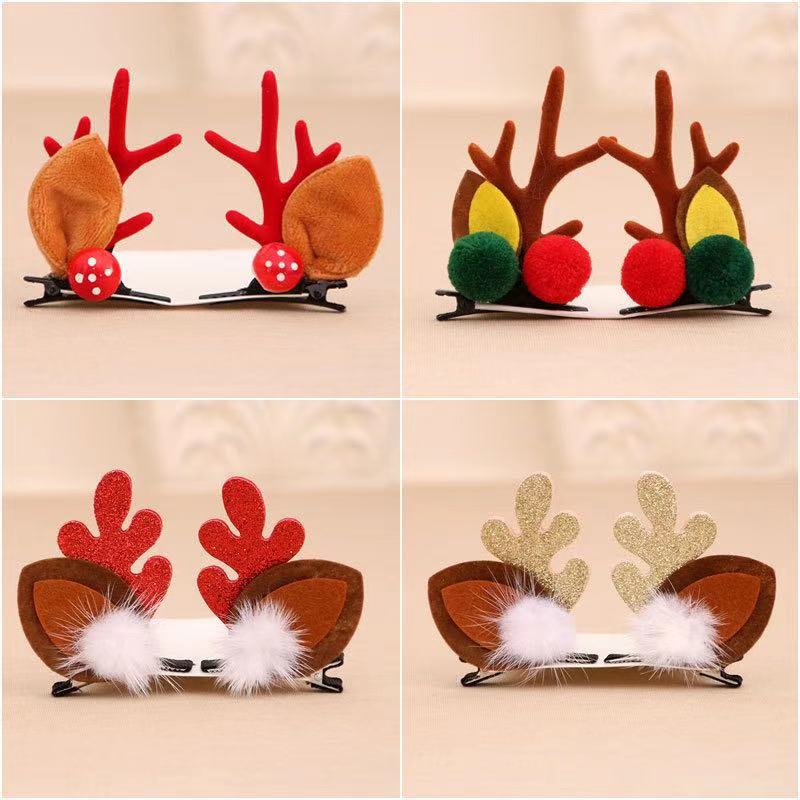 2pcs Children Hair Clips Pins Christmas Glitter Elk Hairgrips Barrettes Kids Hair Accessories For Girls Hairclips