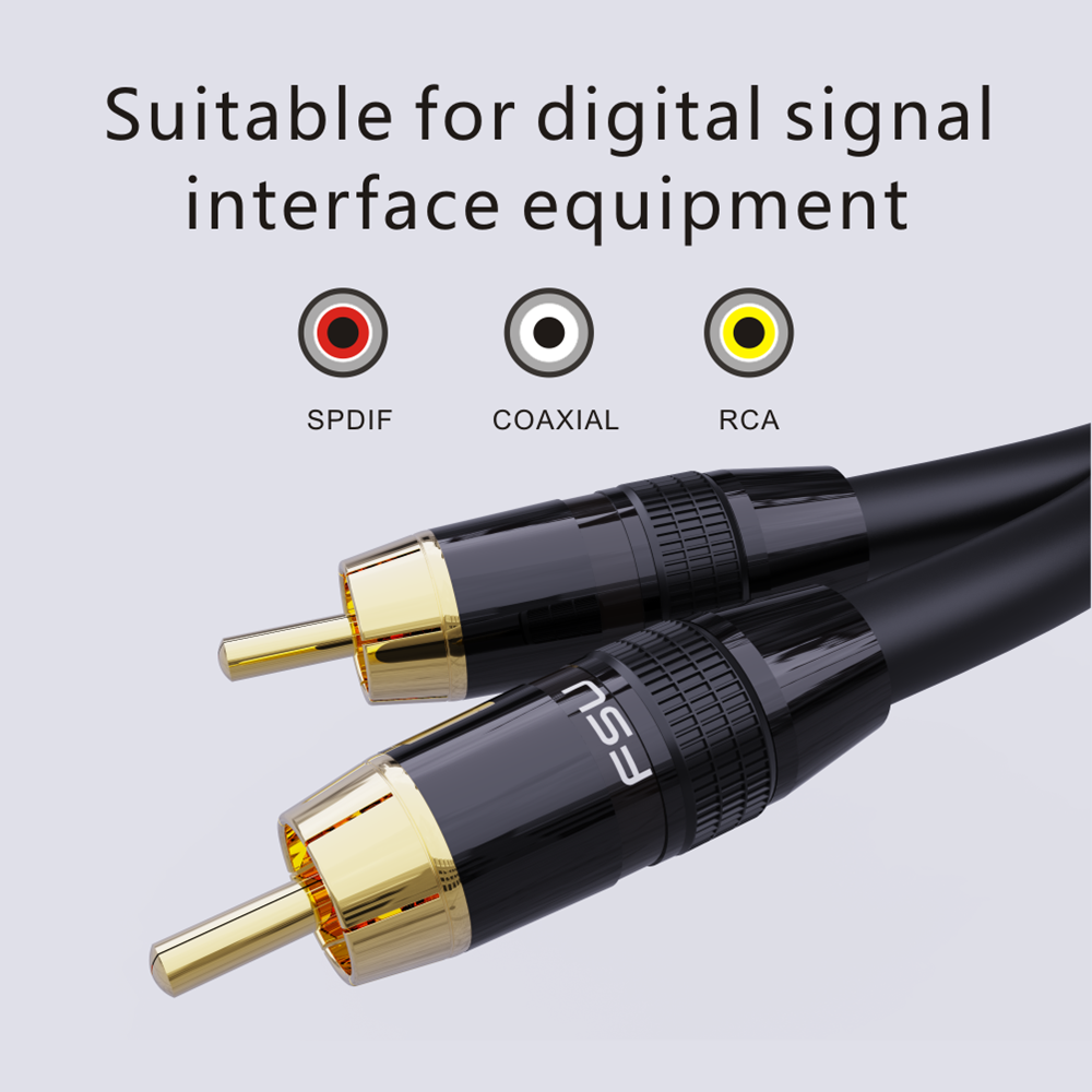 Digital lyd koaksial rca-kabel spdif-kabel premium stereolyd rca til rca-hann høyttaler hifi subwooferkabel av  tv 1m 2m 3m 5m