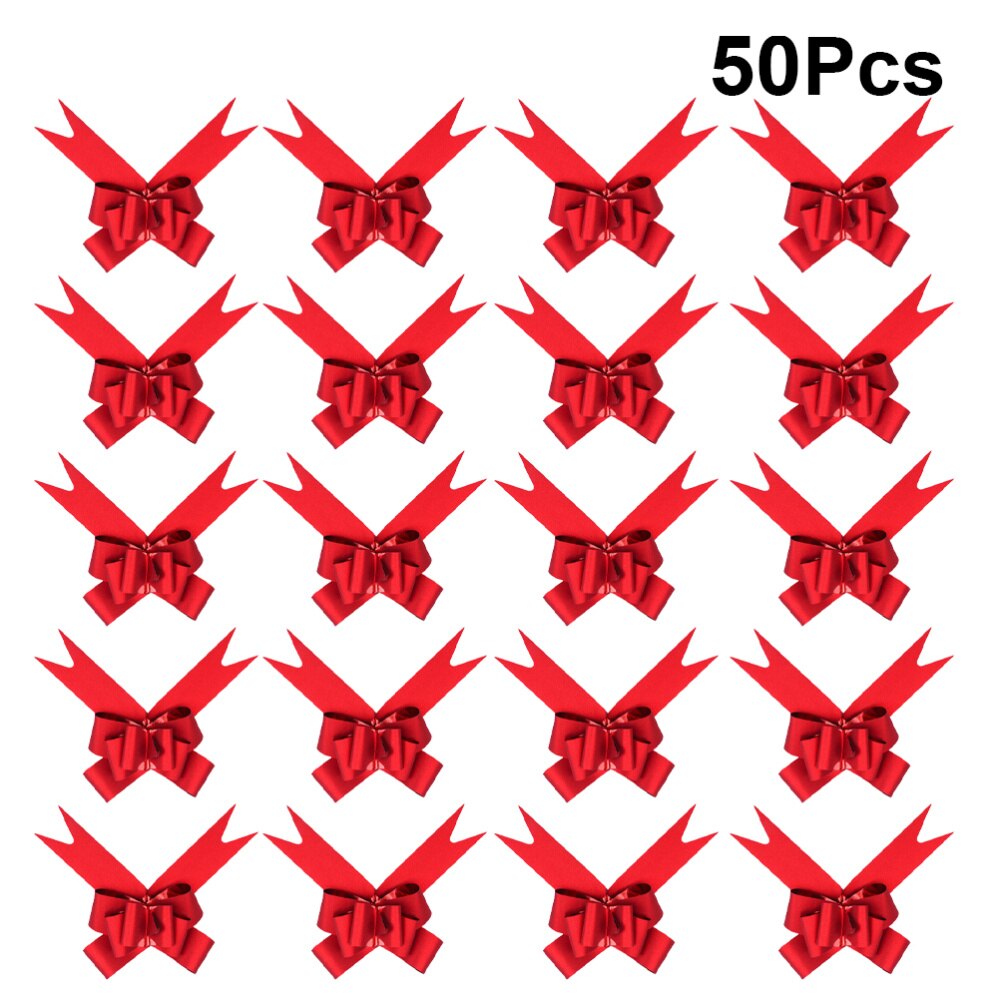 50Pcs 9cm Beautiful Pull Bowknots with Snowflake Pattern Christmas Decorative Pull Bowknots Box Pull Bows Bowknot Ribbon(Re