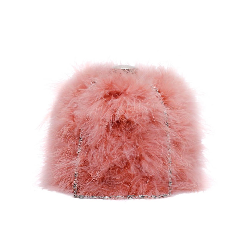 Imiteret pels små tasker populær trend koreansk wild messenger bag bucket bag blød plys skuldertaske