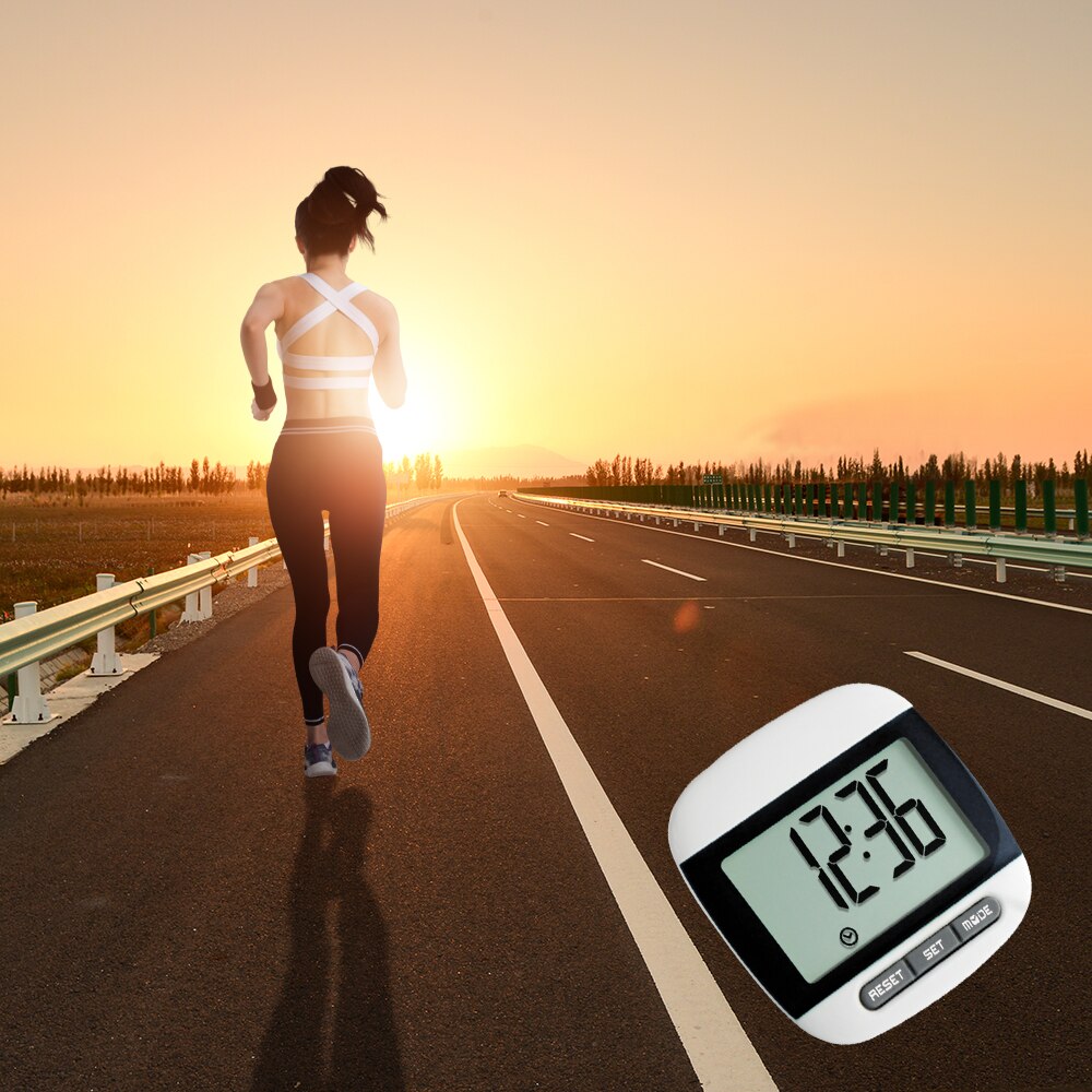 LCD Display Step Counter Digital Display Pedometer Sports Pocket Pedometer With Clip Distance Fitness Equipment Pedometer Large