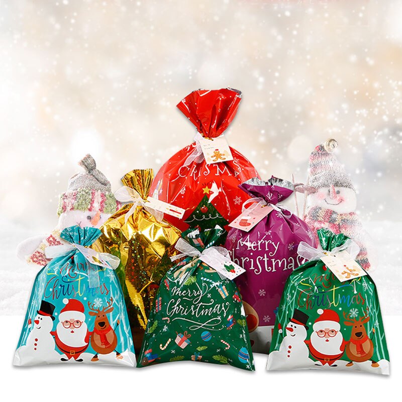 Kerst Koord Bags Koekjes Snoep Verpakking Zak Pouch Kerstman Verpakking Zak Decoratie Gunst