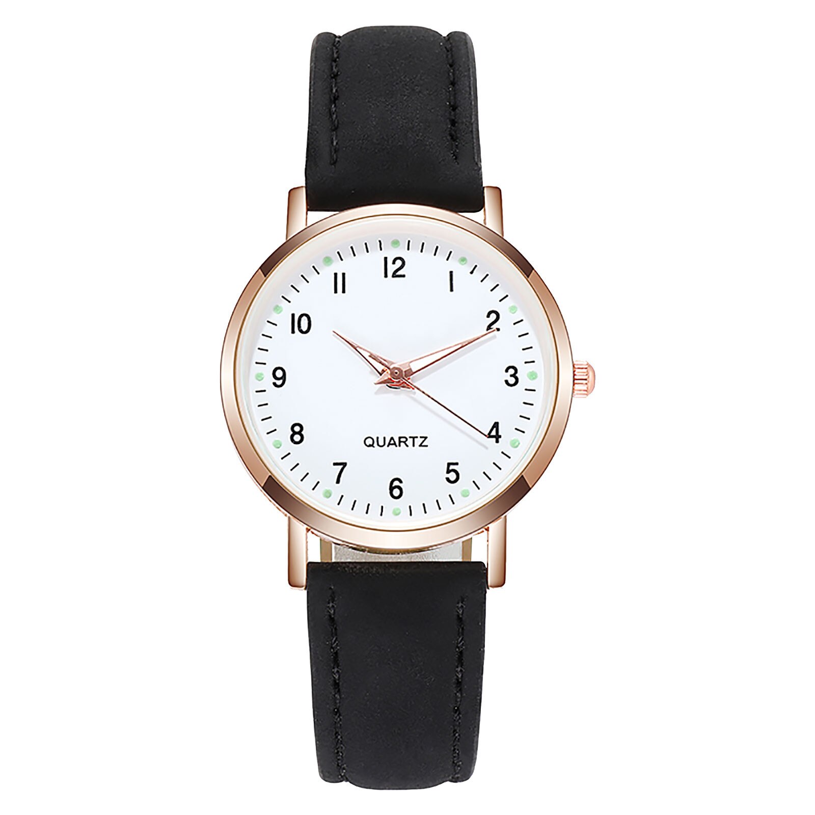 Dames Diamanten Bezaaid Lichtgevende Retro Vrouwelijke Horloge Lederen Riem Quartz Horloge Vrouwen Eenvoud Casual Decoratie Horloges: Black